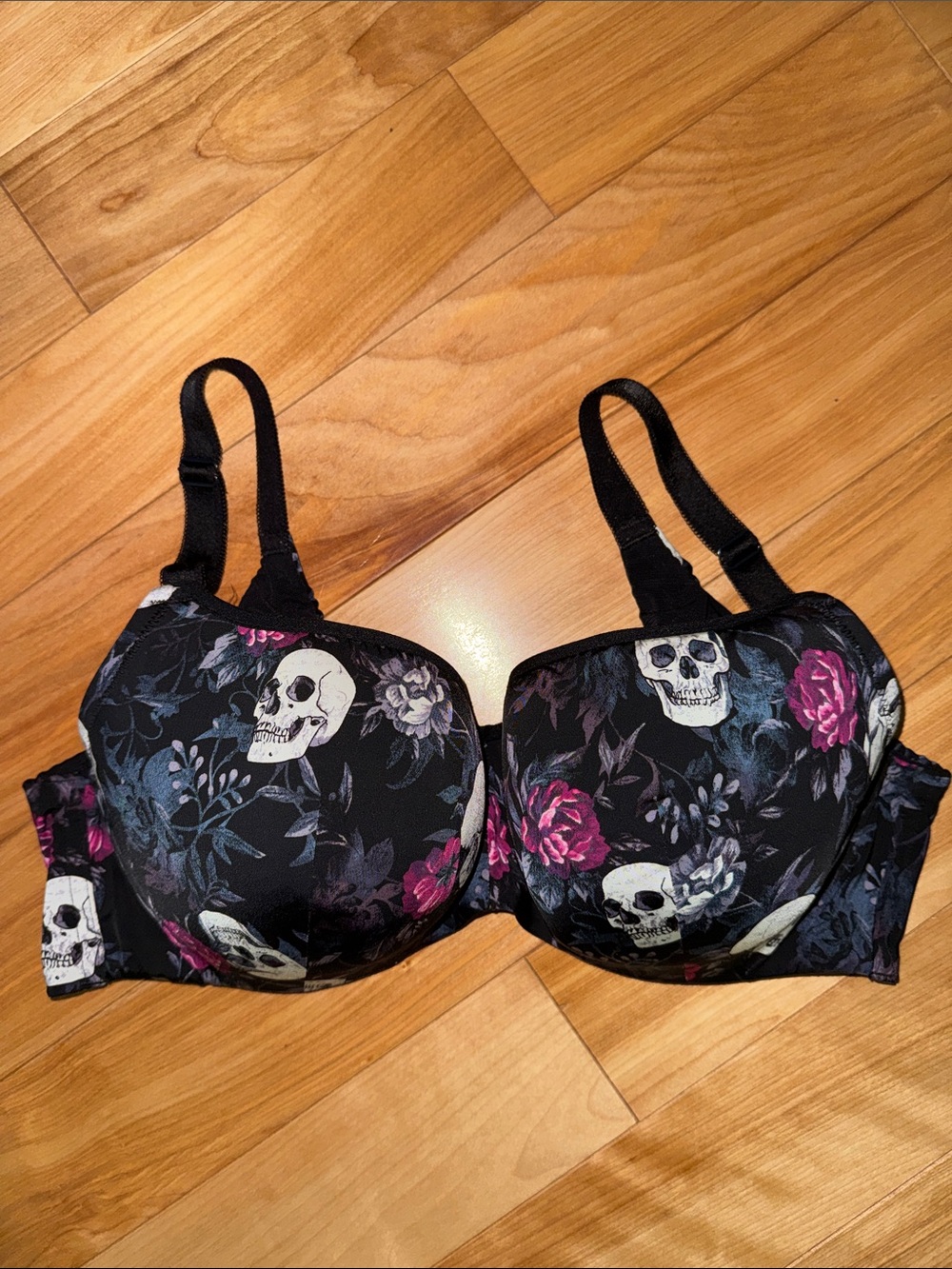 Black Skull & Rose Underwire Bra - Unbranded
